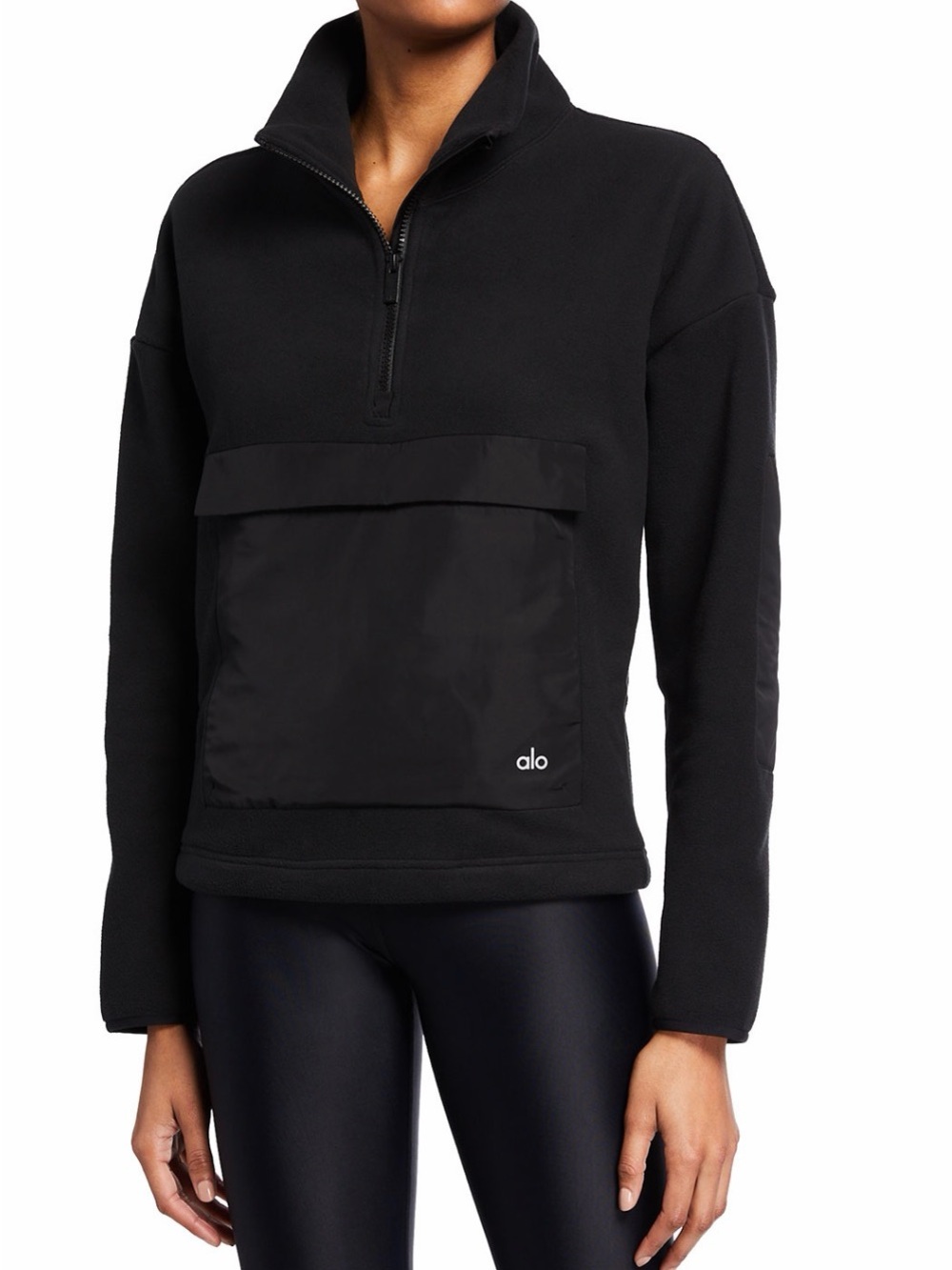 Alo Yoga Blackcomb Polar Fleece Pullover Jacket Black Size M